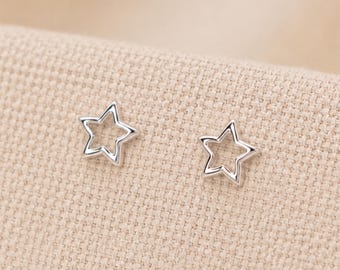 5mm Sterling Silver Open Star Stud Earrings