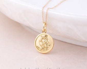 Tiny Personalised Gold Plated Sterling Silver St Christopher Pendant Necklace