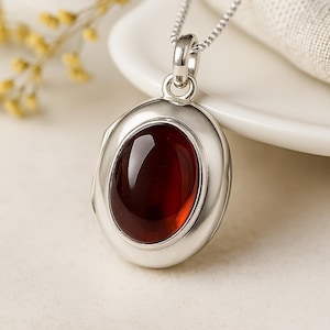Personalised Sterling Silver Garnet Locket