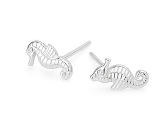 Sterling Silver Seahorse Stud Earrings – 13mm x 5mm
