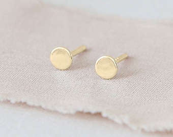 Mini 18ct Gold Plated Disc Stud Earrings