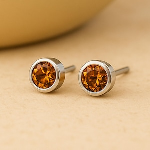 Sterling Silber November Citrin Geburtsstein Ohrstecker