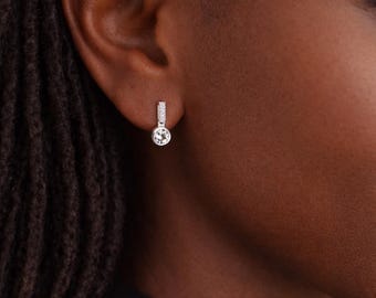Dainty CZ Drop Stud Earrings: Sterling Silver Sparkly Dangles