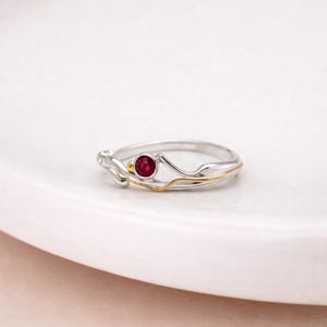 Molten Sterling Silver and Ruby Engagement Ring