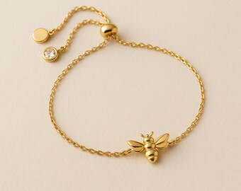 Gold Plated Sterling Silver Bee Bracelet
