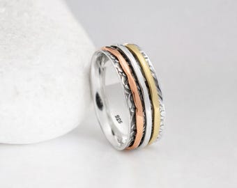 Personalised Sterling Silver Floral Spinner Ring