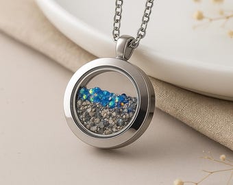 Stainless Steel Crushed Opal Urn Locket