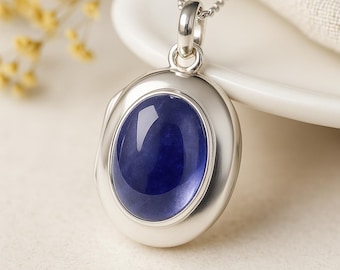 Personalised Sterling Silver Iolite Gemstone Locket
