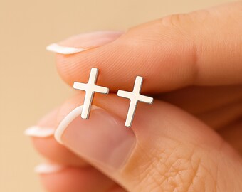 Sterling Silver Cross Stud Earrings
