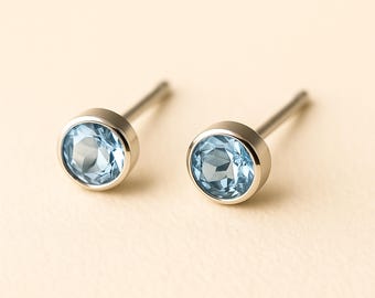Sterling Silver Sky Blue Topaz Stud Earrings