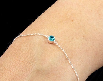 Genuine Blue Topaz Bracelet in Sterling Silver, Topaz Birthstone, 4th Wedding Anniversary Gift, December Birthday