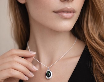 Personalised Sterling Silver Bloodstone Gemstone Locket Necklace With Photos