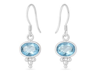 Sterling Silver December Birthstone Drop Earrings – 8mm X 10mm