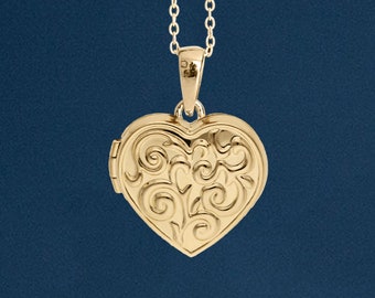 Personalised Solid 9ct Yellow Gold Vintage Heart Locket