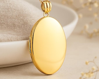 Personalised Solid 9ct Yellow Gold Oval Statement Locket