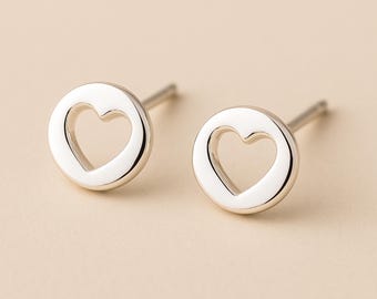 Sterling Silver Cut Out Heart Stud Earrings