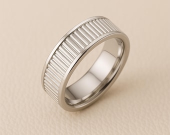 Personalised Mens Sterling Silver Ridged Spinning Ring