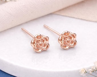 Rose Gold Plated Sterling Silver June Birth Flower Stud Earrings – 7mm