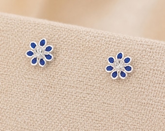 5mm Sterling Silver Blue Forget Me Not Stud Earrings