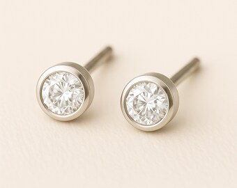 Sterling Silver April Cubic Zirconia Birthstone Stud Earrings