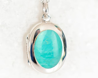 Personalised Sterling Silver Amazonite Locket