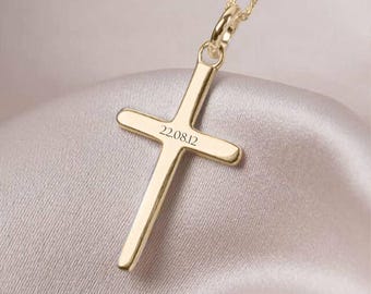 Personalised Solid 9ct Yellow Gold Cross Necklace