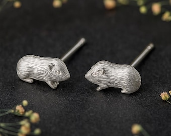 Sterling Silver Guinea Pig Stud Earrings