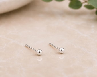 Tiny Sterling Silver 2mm Ball Stud Earrings