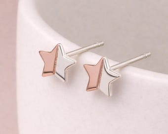 Sterling Silver Textured Star Stud Earrings – 8mm