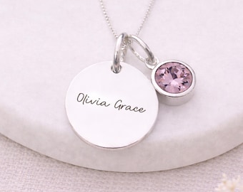 Personalised Sterling Silver June Birthstone Alexandrite Pendant Necklace