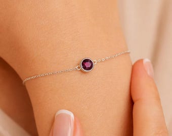 Personalised Sterling Silver February Birthstone Amethyst Bracelet
