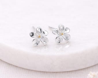 Sterling Silver Cherry Blossom Stud Earrings – 8mm