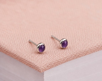 4mm Sterling Silver Amethyst Stud Earrings