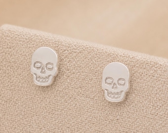 8mm Sterling Silver Skull Stud Earrings
