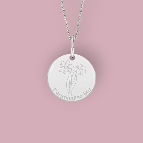 Esme Sterling Silver Initial Birth Flower Personalised Necklace | Bloom  Boutique