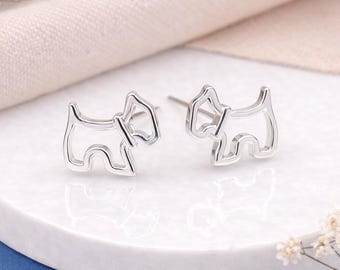 Sterling Silver Scottie Dog Stud Earrings – 10mm X 6mm