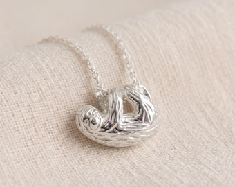 Personalised Sloth Necklace in Sterling Silver