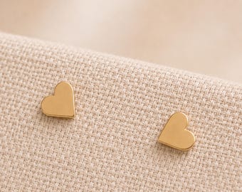 4mm Gold Plated Sterling Silver Heart Stud Earrings