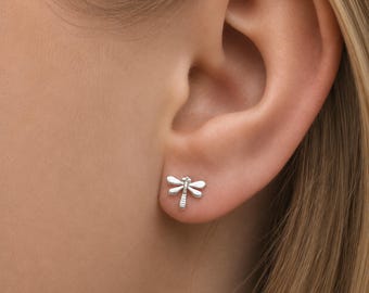 Sterling Silver Dragonfly Stud Earrings