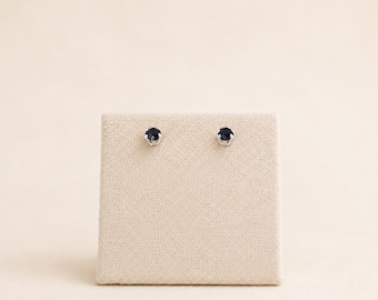 3mm Sterling Silver Onyx Black Crystal Stud Earrings