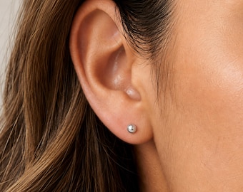 Boucles d'oreilles à clous en argent sterling, boules de 3 mm