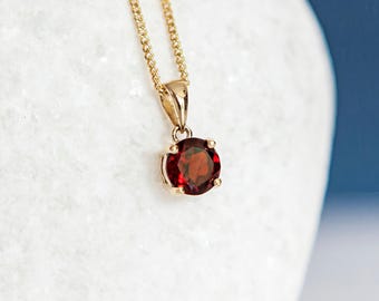 Personalised Solid 9ct Gold January Garnet Birthstone Necklace