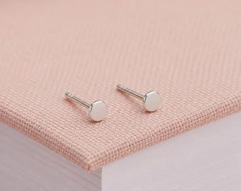 3.5mm Sterling Silver Disc Stud Earrings