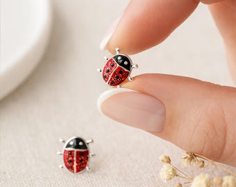 Sterling Silver Ladybird Stud Earrings – 6mm