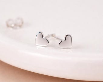 Sterling Silver Heart Micro Stud Earrings – 4mm
