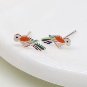 Brincos de papagaio de prata esterlina para meninas