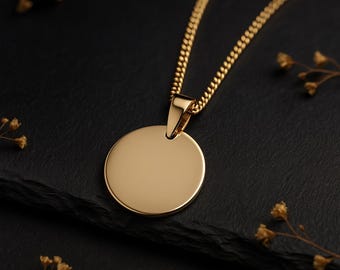 Personalised Solid 9ct Gold 12mm Disc Necklace