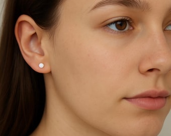 Tiny Disc Stud Earrings • Sterling Silver Minimal Studs • Small Everyday Earrings • Gift for Her • Hypoallergenic Jewellery •