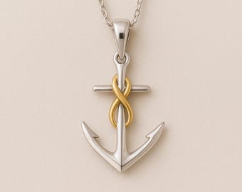 Personalised Sterling Silver Infinity Anchor Necklace
