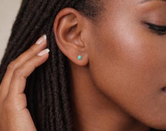 Sterling Silver Turquoise Micro Stud Earrings – 4mm
